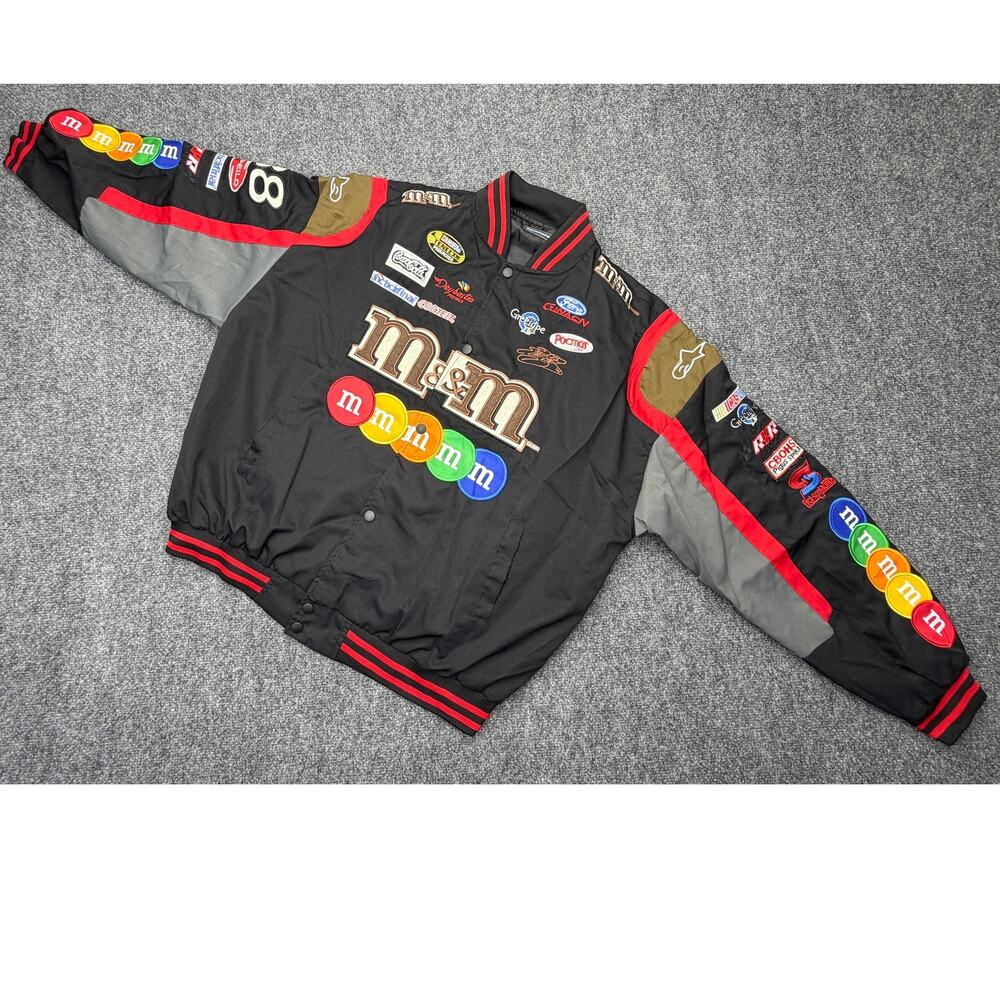 M&M’s Racing Jacket Mens Black Embroidered Sponsor Patches New In Bag